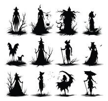 Halloween Silhouette Collection, Vector Illustration