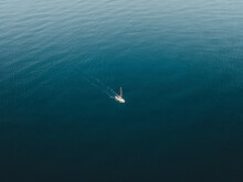 Aerial View Of A Sailing Boat, Sicily, Italy.