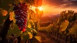 © mandu77 - Ripe grapes in vineyard at sunset, Tuscany, Italy.