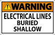 © Seetwo - Warning Sign Electrical Lines, Buried Shallow On White Bacground