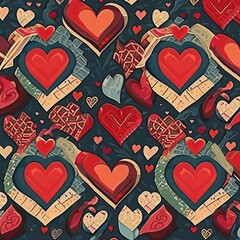 Wall Mural - love heart pattern