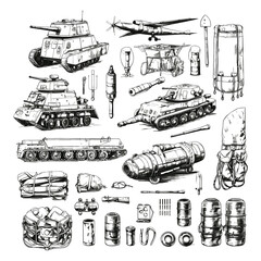 Wall Mural - Military elements collection, Set of Army elements