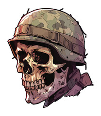 Soldier skull in helmet vector illustration