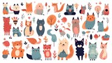 Fototapeta Pokój dzieciecy - Cute and friendly doodle animals 