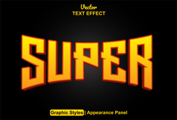 Wall Mural - super text effect with orange color graphic style editable