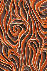 Wall Mural - Orange beige abstract organic waves wave papercut overlapping 3d soft pastel multi layers paper texture background banner for presentation design 