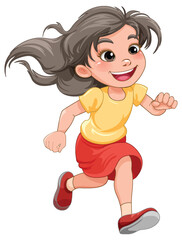 Sticker - Running girl cartoon character