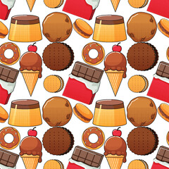 Wall Mural - Colorful Sweet Food Seamless Pattern