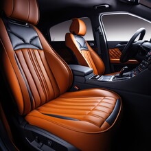Car Interior With Cushion Seats. Rear Seats Of A Luxury Car.