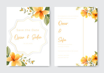 Canvas Print - hand drawn floral wedding invitation card template