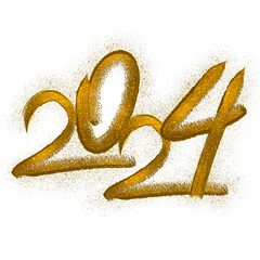 2024 New Year Gold Brush Text Glitter