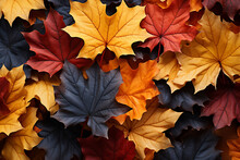 Maple Leaves In Vibrant Hues Fall And Dance In The Autumn Backdrop Generative AI