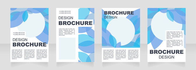 Blue leaves creative blank brochure layout design. Nature decor. Vertical poster template set with empty copy space for text. Premade corporate reports collection. Editable flyer paper pages