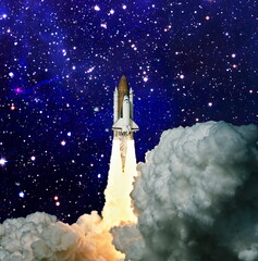 Wall Mural - spaceship begins the mission. new ship flies to another planet. elements of this image furnished by 