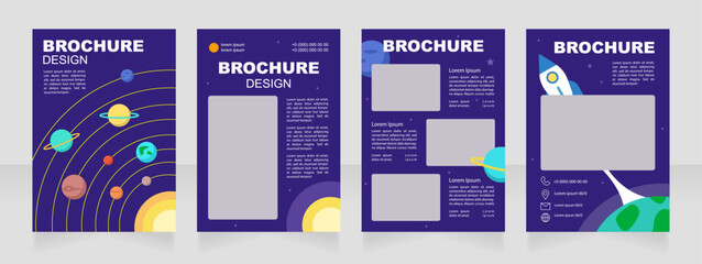 Astronomy courses for beginners blank brochure design. Template set with copy space for text. Premade corporate reports collection. Editable 4 paper pages. Arial Black, Regular fonts used