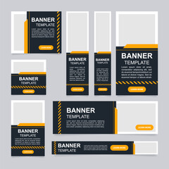 Wall Mural - exclusive brand promotion web banner design template. upcoming offers. vector flyer with text space.