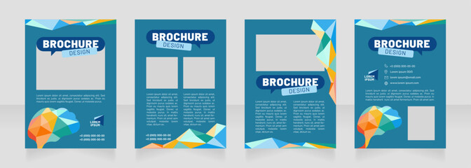Creative mind blank brochure design. Template set with copy space for text. Premade corporate reports collection. Editable 4 paper pages. Barlow Black, Regular, Nunito Light fonts used
