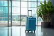 © Cavan - blue suitcase in an airport setting. Generative AI, Generative AI