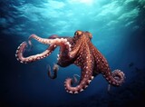 Fototapeta Zwierzęta - Octopus swimming in the ocean. Generative AI.
