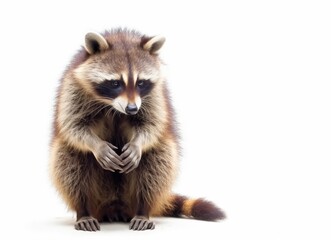 raccoon isolated on white background. generative ai
