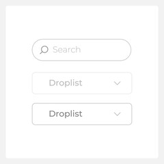 droplist ui elements kit. find information isolated vector components. flat navigation menus and int