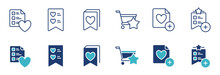 Add To Favorite Bookmark Icon Set Vector For Wishlist Label Product Online Shopping Collection Signs Line Illustration