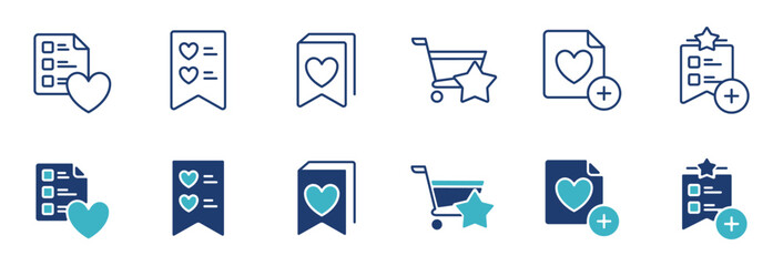 add to favorite bookmark icon set vector for wishlist label product online shopping collection signs line illustration
