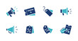 © elmantastic - full collection of megaphone promotion tag icon set discount shopping special offer symbol illustration for market sale online voucher commerce design vector