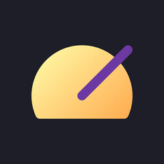 Sticker - Speed up flat gradient fill ui icon for dark theme. Footage editing. Accelerate video. Fast playback. Pixel perfect color pictogram. GUI, UX design on black space. Vector isolated RGB illustration