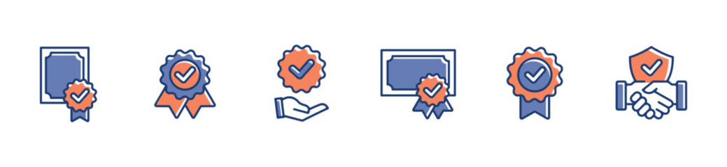 Leinwandbilder - Verified checkmark icon vector set for a guarantee agreement certified award for successful business symbol illustration recommended badge warranty for web and app