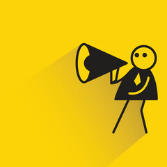 Poster - people and megaphone icon on yellow background