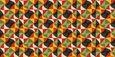 Poster - Colored mosaic pattern of pinwheels. For prints, surfaces, wallpapers, textiles, etc. Vector and seamless repeat pattern.