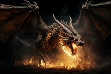 Fire Breathing Dragon Monster. Generate Ai