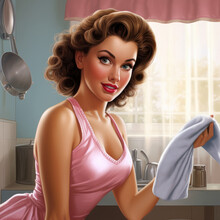 Beauty Classic American Pinup Girl Illustration