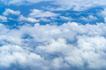 Wall Mural - beautiful blue sky with cumulus clouds for abstract background, aerial view