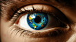 Global Vision: World Map Eyeball in Human Eye for World Sight Day Concept Banner