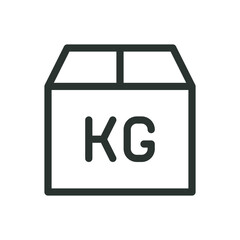 Wall Mural - Delivery weight isolated icon, parcel box with KG (kilogram) letters vector icon with editable stroke