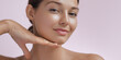 Leinwandbild Motiv Beauty Photo of Woman with Clean and Healthy Skin Touching Her Face