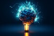 Lightbulb brain sparks creative. Generate Ai