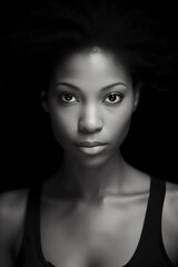 poc actress headshot black and white from the 90s, made with generative ai