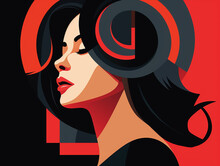 A Vector Art Illustration Of A Bold Minimalist Portrait Of A Woman Using Strong Black Outlines And Minimal Colors | Generative AI