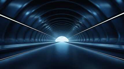 Wall Mural - Abstract speed motion blur in futuristic highway road tunnel. 3D rendering.