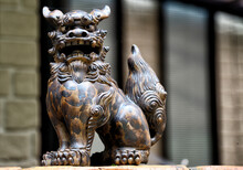Kyoto, Japan, Asia - Shisa Guardian Statue - Cross Between A Lion And A Dog, People Place Pairs Of Shisa Flanking Gates To Protect Their Houses, Open Mouth Shisa Traditionally Wards Off Evil Spirits