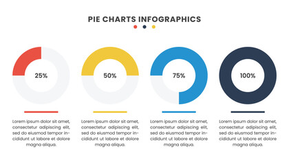 set of percentage pie chart infographic