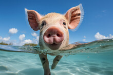 Wild Pigs Swim 