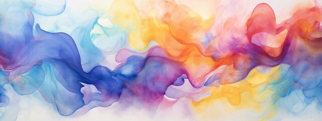 Wall Mural - Abstract colorful rainbow color painting illustration texture - watercolor splashes, isolated on white background Generative Ai
