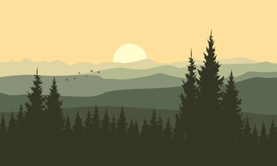 Wall Mural - sunset in the mountains