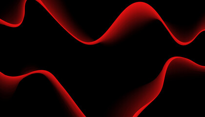 Canvas Print - Isolated red smooth waves with a gradient on a black background