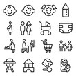 Baby and kid icon set, public facilities, Vector outline illustration.