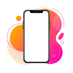 Wall Mural - modern smartphone device colorful liquid element showcase mockup vector illustration